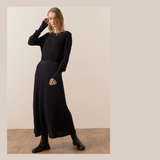 Atrium Ribbed Pleated Skirt - Ink/Black