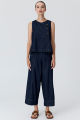 Anise Button Tank - Denim