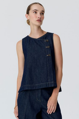 Anise Button Tank - Denim