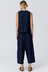 Anise Button Tank - Denim