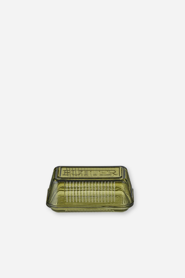 Glass Butter Dish - Green