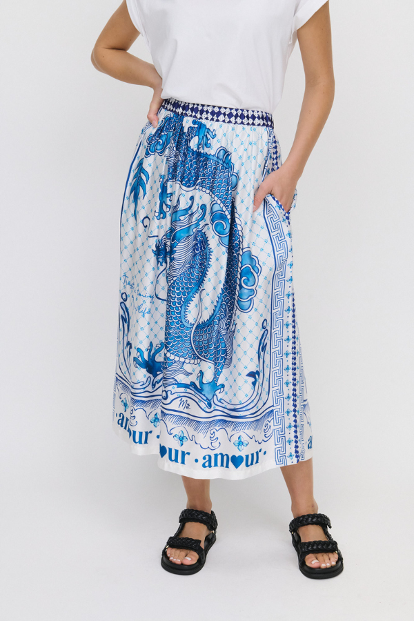 Vanessa Printed Midi Skirt - Amalfi Coast