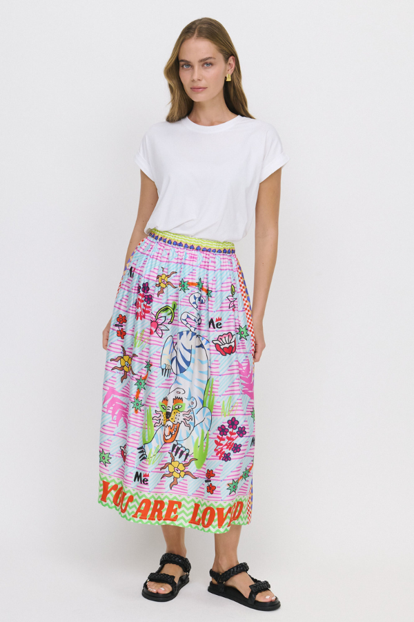 Elizabeth Printed Midi Skirt - Tiger