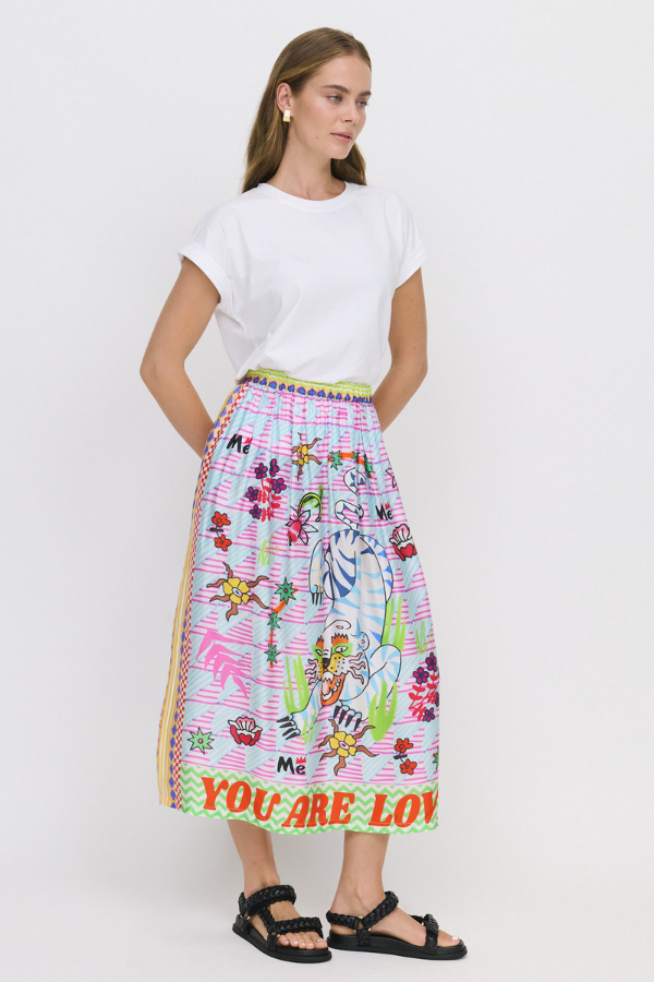 Elizabeth Printed Midi Skirt - Tiger