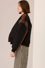 Cassidy Varsity Jacket -Black/Chocolate