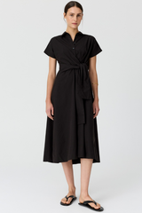 Elina Wrap Shirt Dress - Black