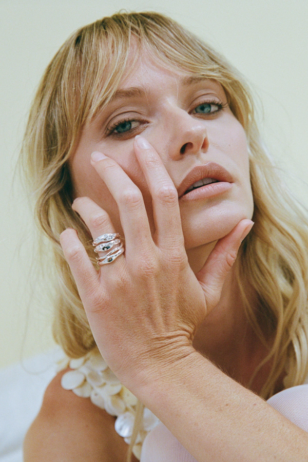 Wave Ring Set - White Gold