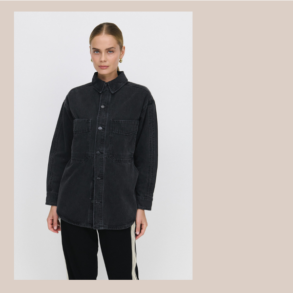 Side Pocket Shacket - Washed Black