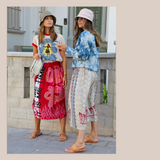 Hailey Printed Midi Skirt - Fire