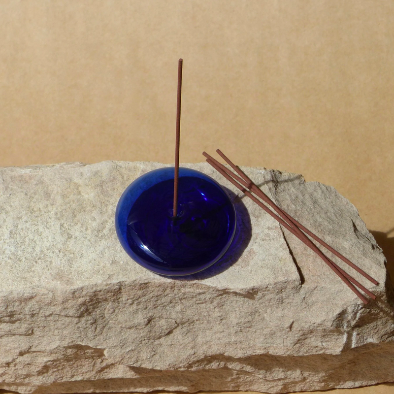 Glass Incense Holder - Cobalt
