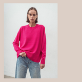 Oversized Crew Sweater - Pink Flash