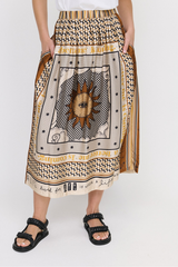 Rosealee Printed Midi Skirt - Tattoo