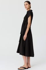 Elina Wrap Shirt Dress - Black