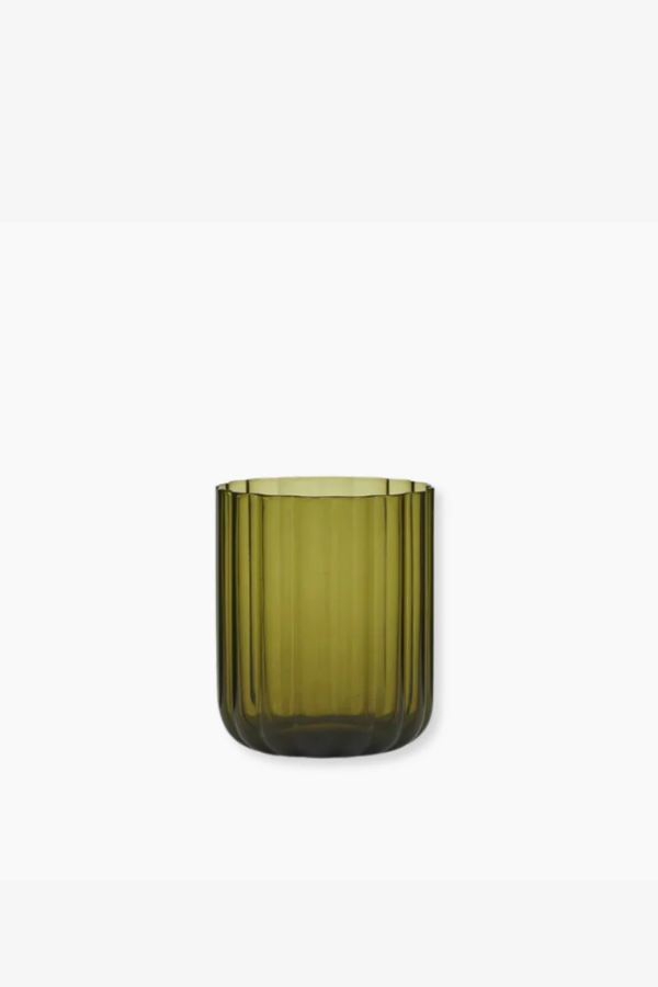 Ribbed Glass Tumbler - Olive
