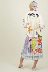 Vanessa Printed Midi Skirt - Magic Ocean