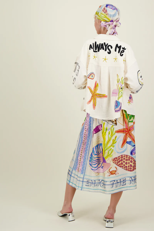 Vanessa Printed Midi Skirt - Magic Ocean