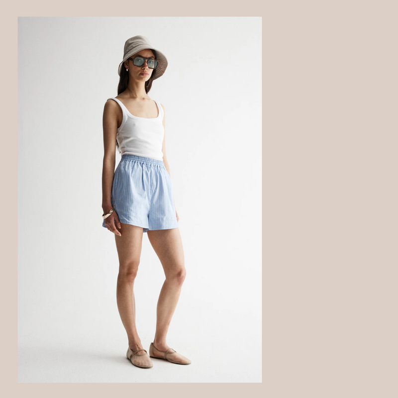 Poppy Short - Blue Stripe