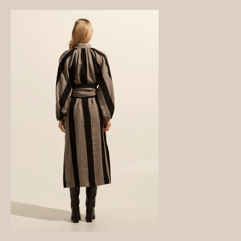 Import Dress - Black & Stone Stripe