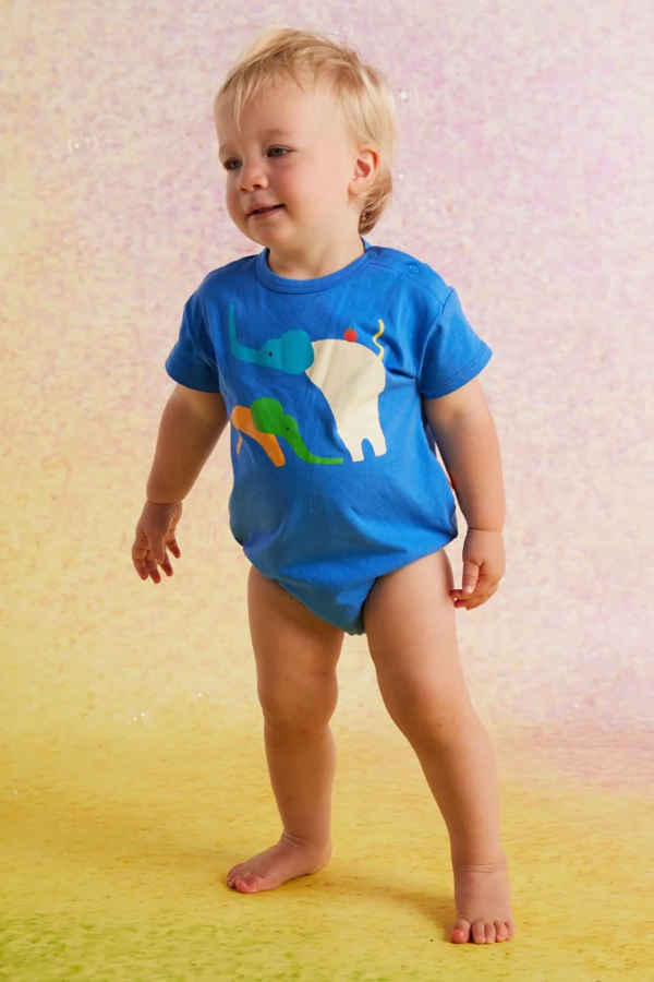Short Sleeve Bodysuit - Happy Herd Blue