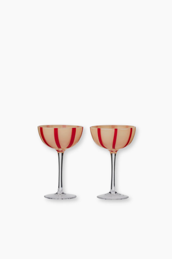 Cocktail Glass - Set of 2 / Pink & Red