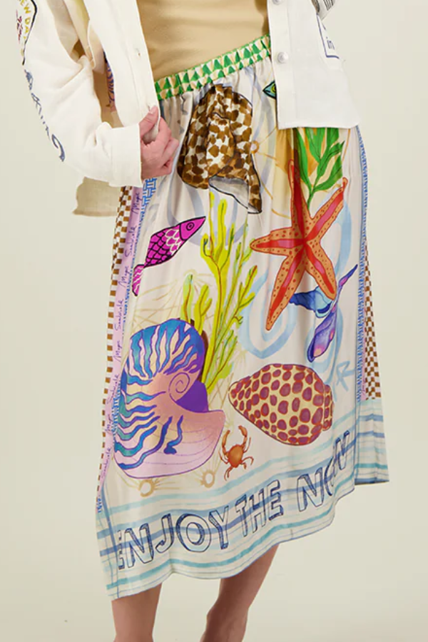 Vanessa Printed Midi Skirt - Magic Ocean