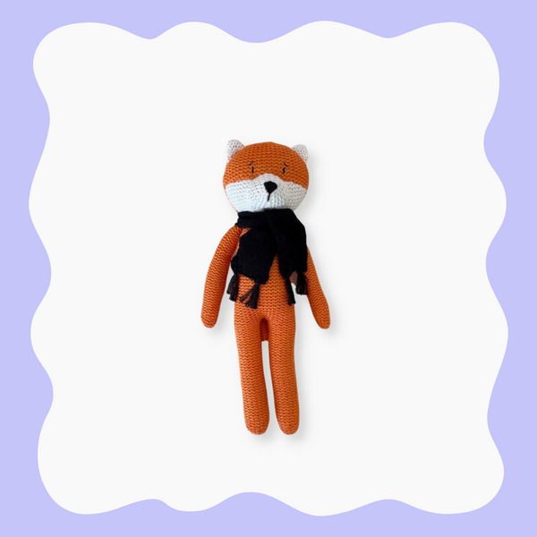 Small Eco Knitted Rattle Toy - Fox