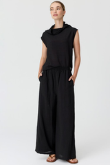 Fennel Cowl Neck Top - Black