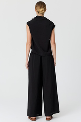 Fennel Cowl Neck Top - Black