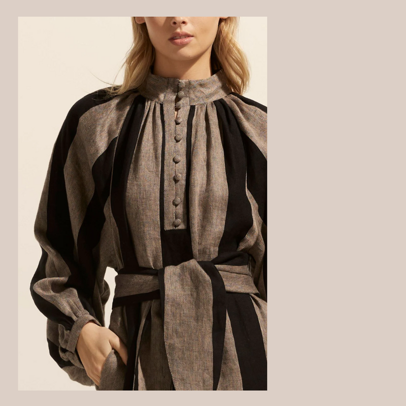 Import Dress - Black & Stone Stripe