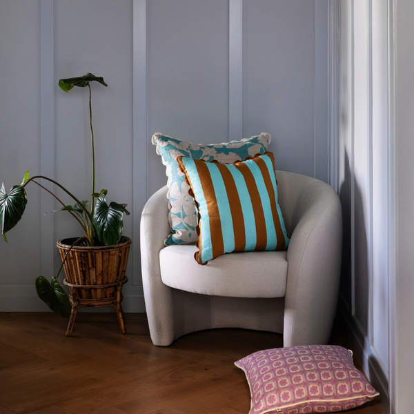 Cushion - 50 x 50cm / Bold Stripe Jade Tan