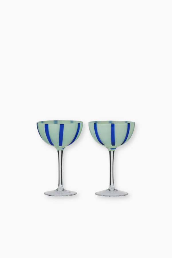 Cocktail Glass - Set of 2 / Green & Blue