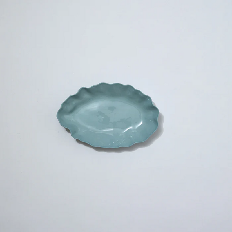 Light Blue Ruffle Rectangle Platter - Medium