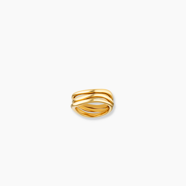 Triple Wave Ring Set - Gold