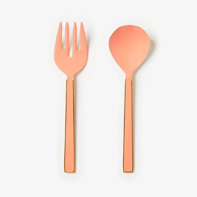 Enamel Salad Servers - Peach