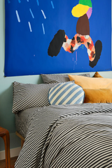 CASTLE Penny Round Cushion -  Blue Stripe