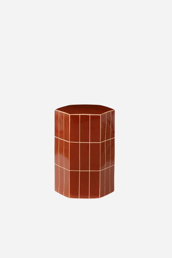 Ceramic Tile Stool - Rust