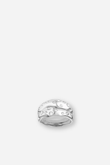 Mali Ring Set - White Gold/Clear