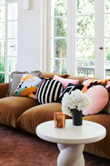 Penny Round Cushion - Rose / Olive