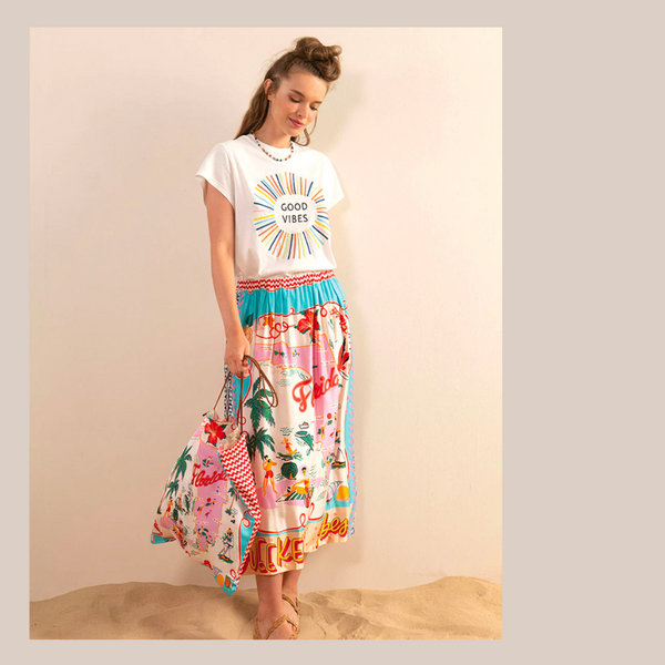 Alexa Printed Midi Skirt - Florida