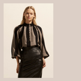 Deposit Top - Black & Stone Stripe