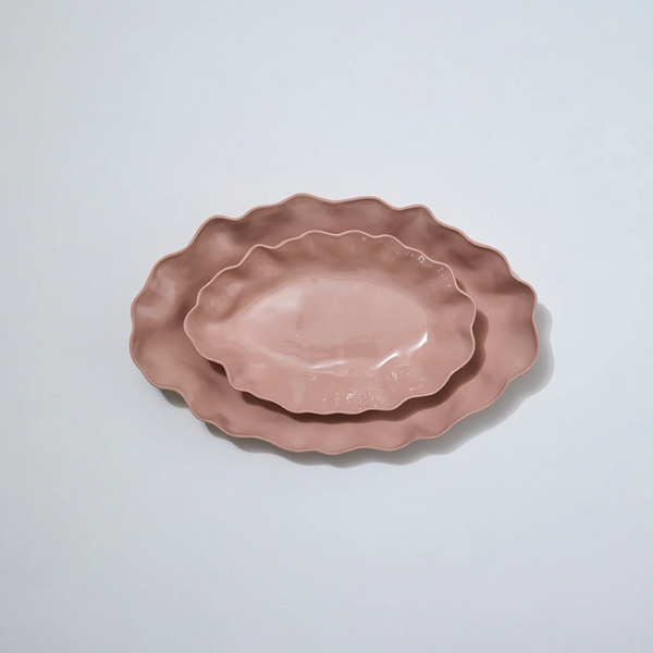 Icy Pink Ruffle Rectangle Platter - Medium