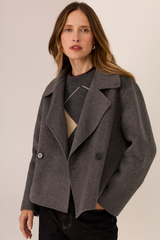 Cohen Cropped Wool Coat - Charcoal