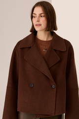 Cohen Cropped Wool  Coat - Walnut