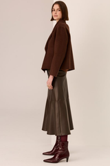 Cohen Cropped Wool  Coat - Walnut