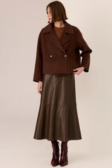 Cohen Cropped Wool  Coat - Walnut