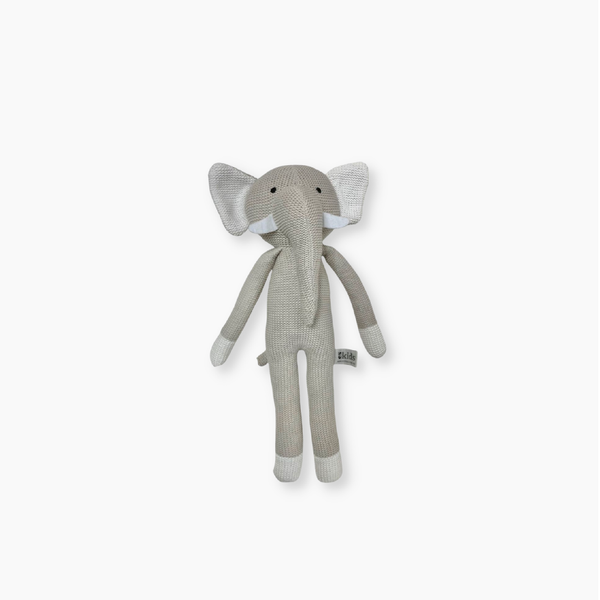 Small Eco Knitted Rattle Toy - Elephant