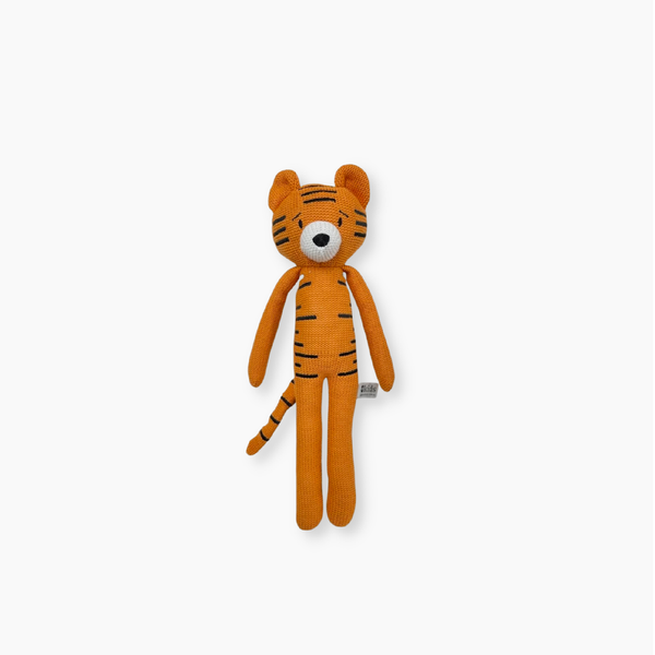 Small Eco Knitted Rattle Toy - Tiger