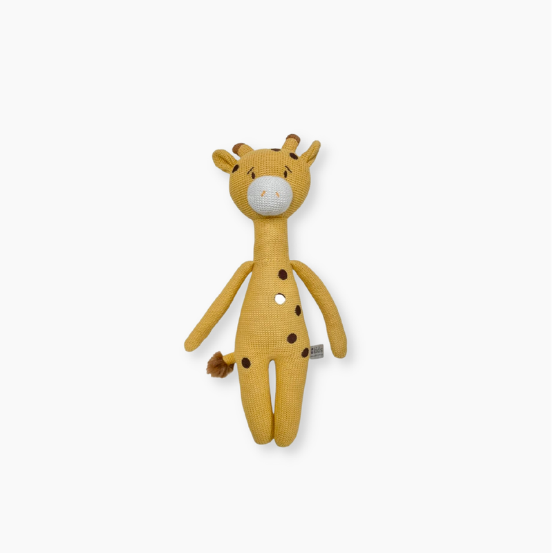 Small Eco Knitted Rattle Toy - Giraffe
