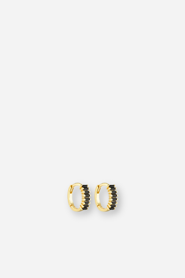 Gemini Huggies - Gold / Onyx 8mm