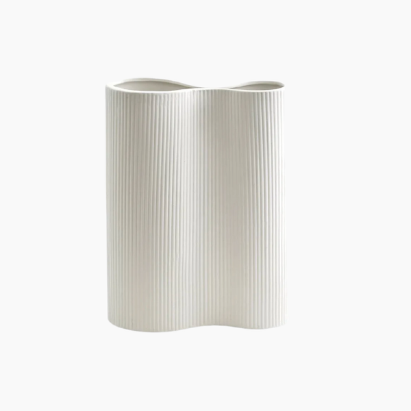 Medium Ribbed Infinity Vase - Snow